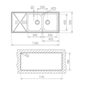 سینک توکار مدل Expresssion 2B 1D تکا