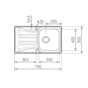 سینک توکار مدل Basic 1B 1D 79 تکا